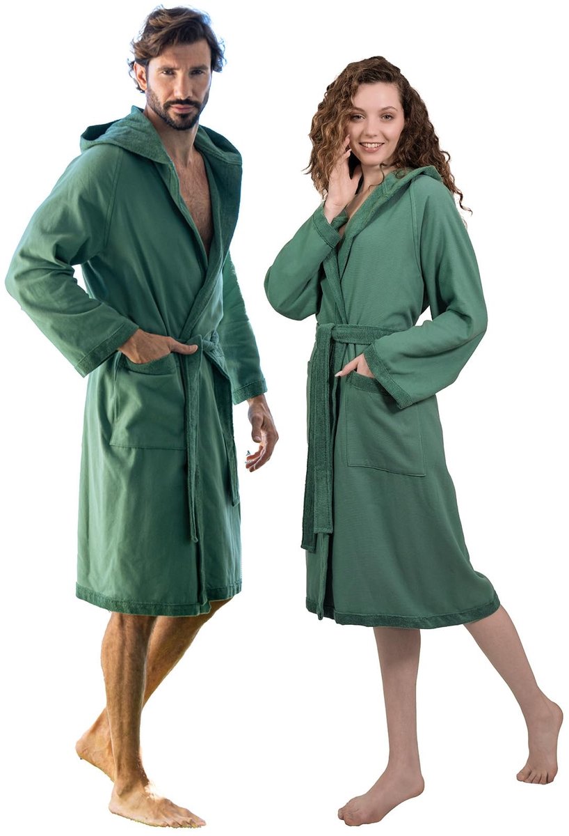 Omgoods - Dames Badjas met Capuchon van 100% Katoen, Inclusief 2 Handdoeken