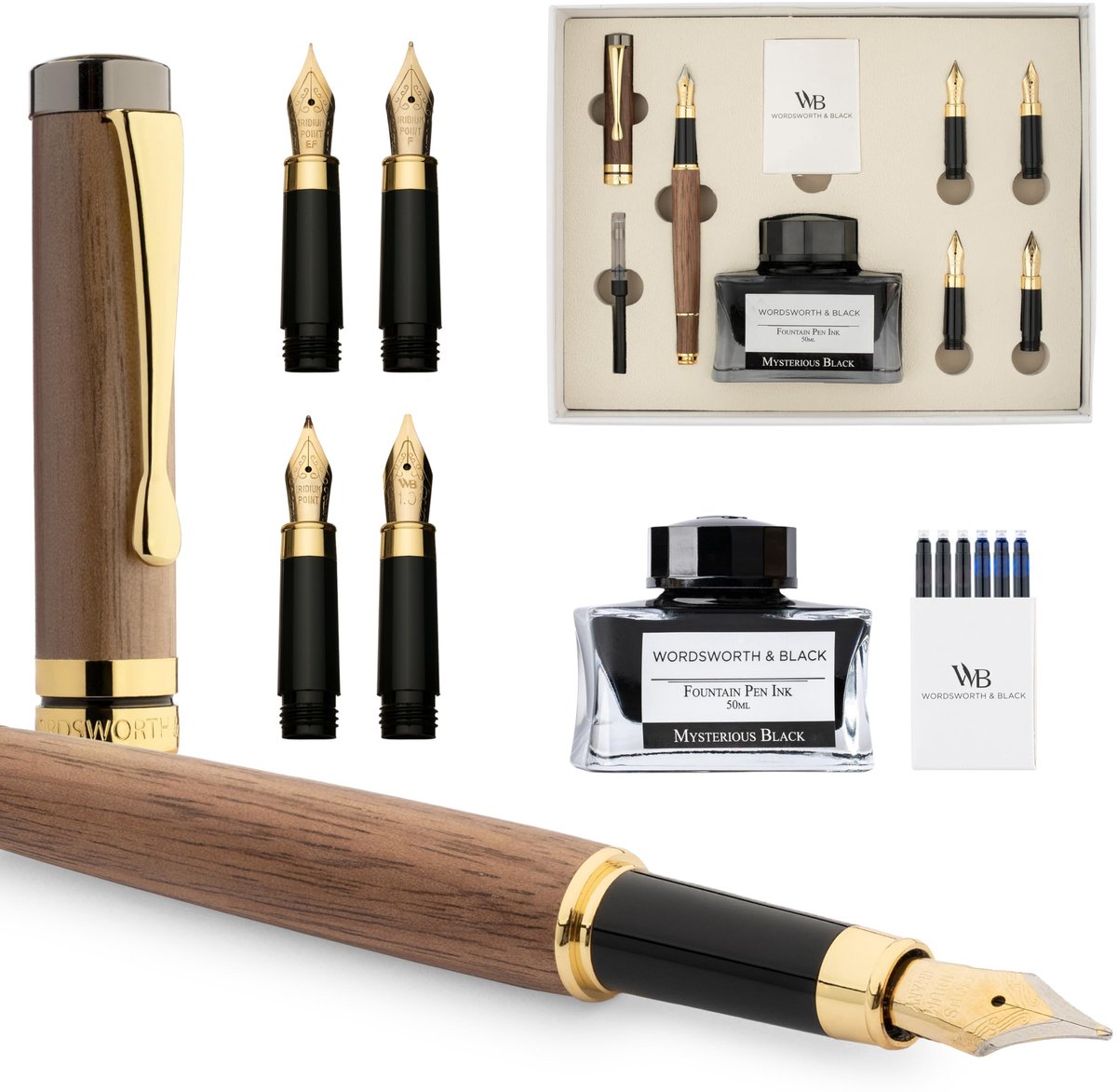 Omgoods - Luxe Fountain Pen Gift Set met Inkt en Vervangende Pennen voor Schrijven en Kalligrafie
