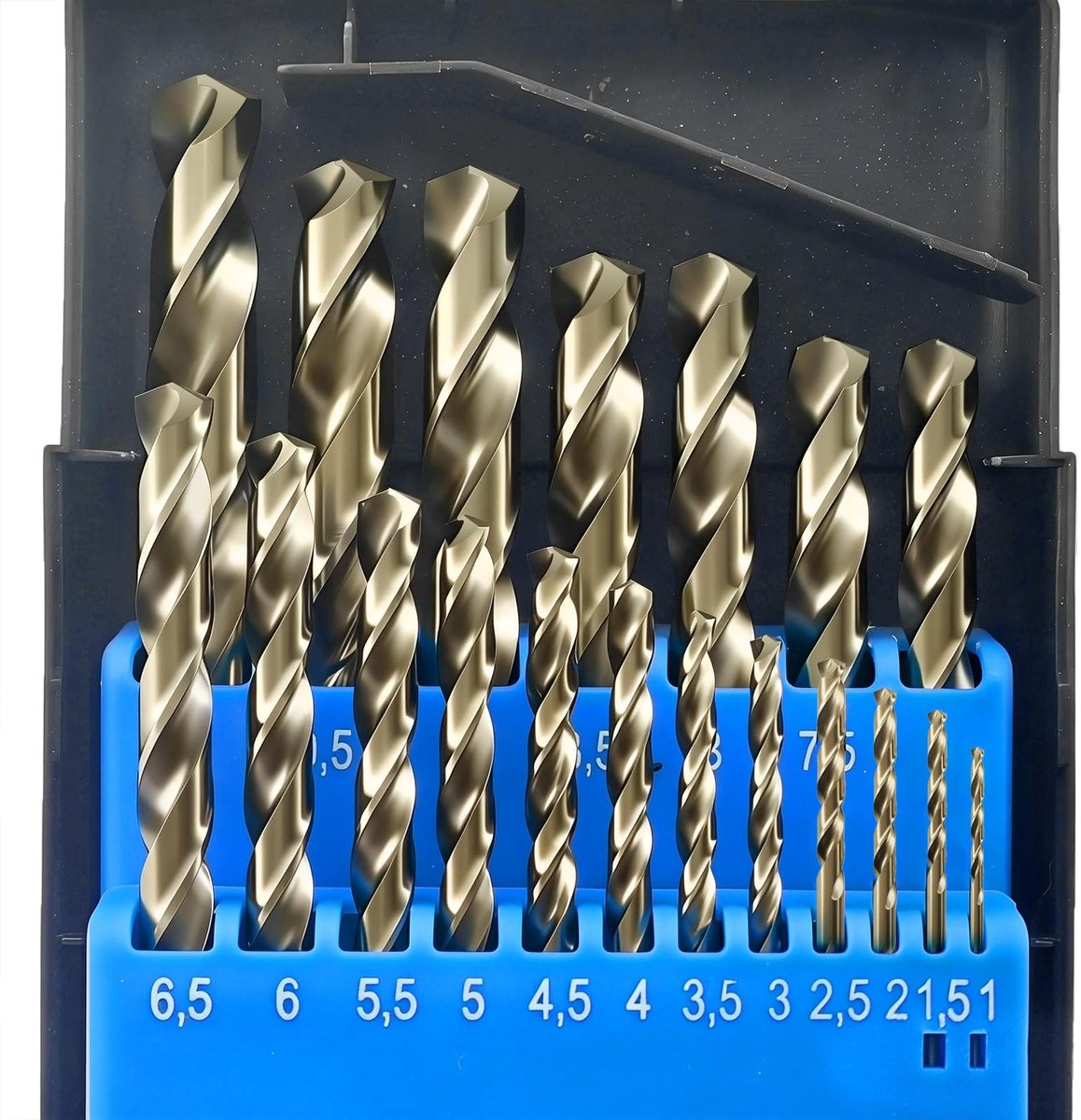 Omgoods - 19-delige Cobalt Boorset M35 - Sneldraaistalen Boorbits voor Metalen en Kunststoffen
