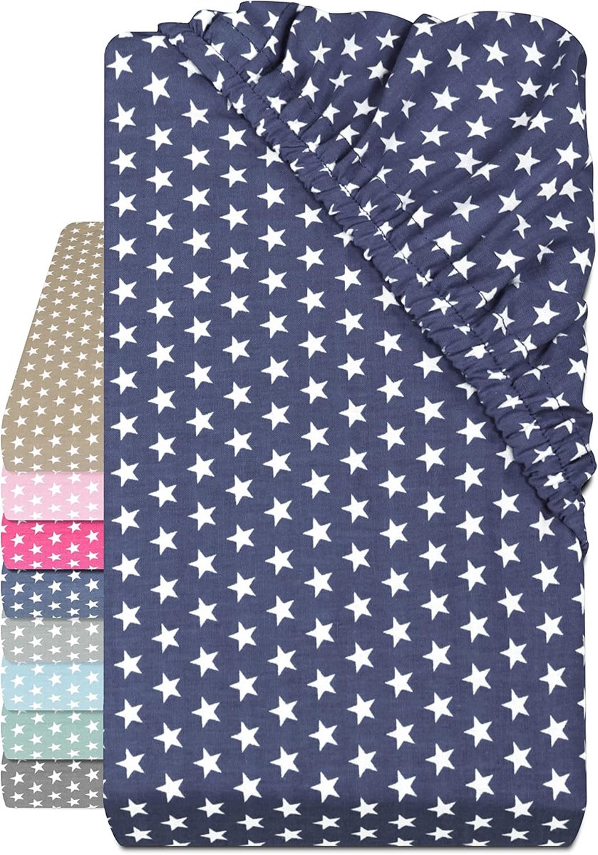 Check katoenen bedovertrek - sterren in het algemene design 445.511, 70 x 140-150 cm, Navy