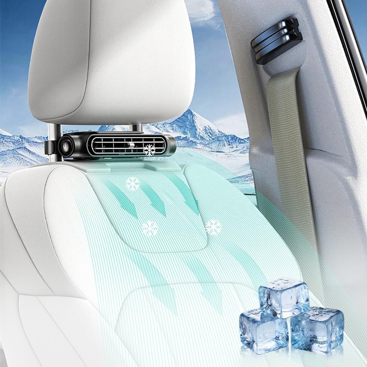Autoventilator voor achterbank, USB-autostoelventilator met 3 instelbare windsnelheden, stille autostoelkoelventilator, draagbare autoventilator voor Jeep-bestelwagens, camper-vrachtwagens