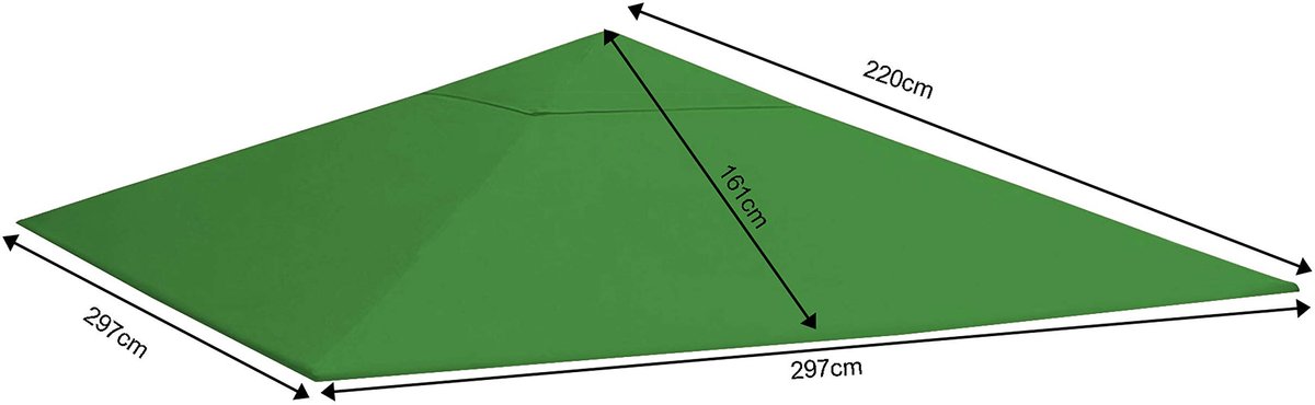Omgoods - Vervangend dak voor gazebo 3 x 3 m in groen, waterafstotend