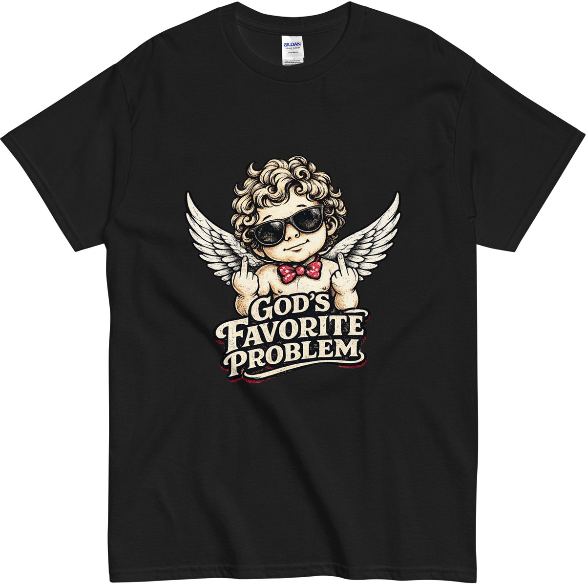 Humor T-shirt Mannen Vrouwen - Tekst: God's Favorite Problem - Zwart - M