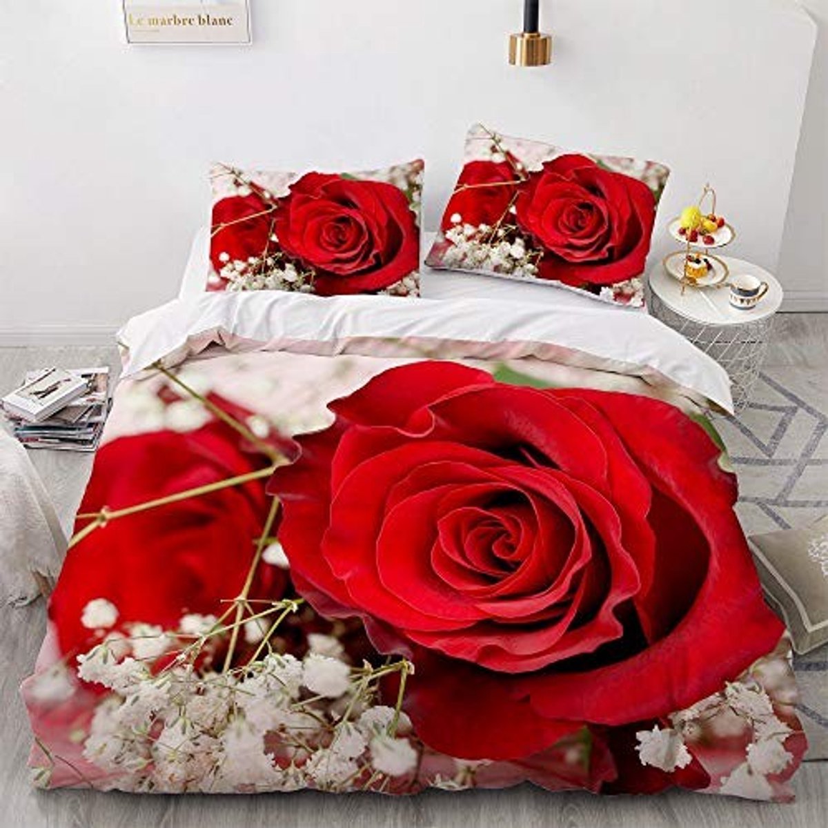 Omgoods - Romantische Rozen Duvet Cover Set voor Volwassenen