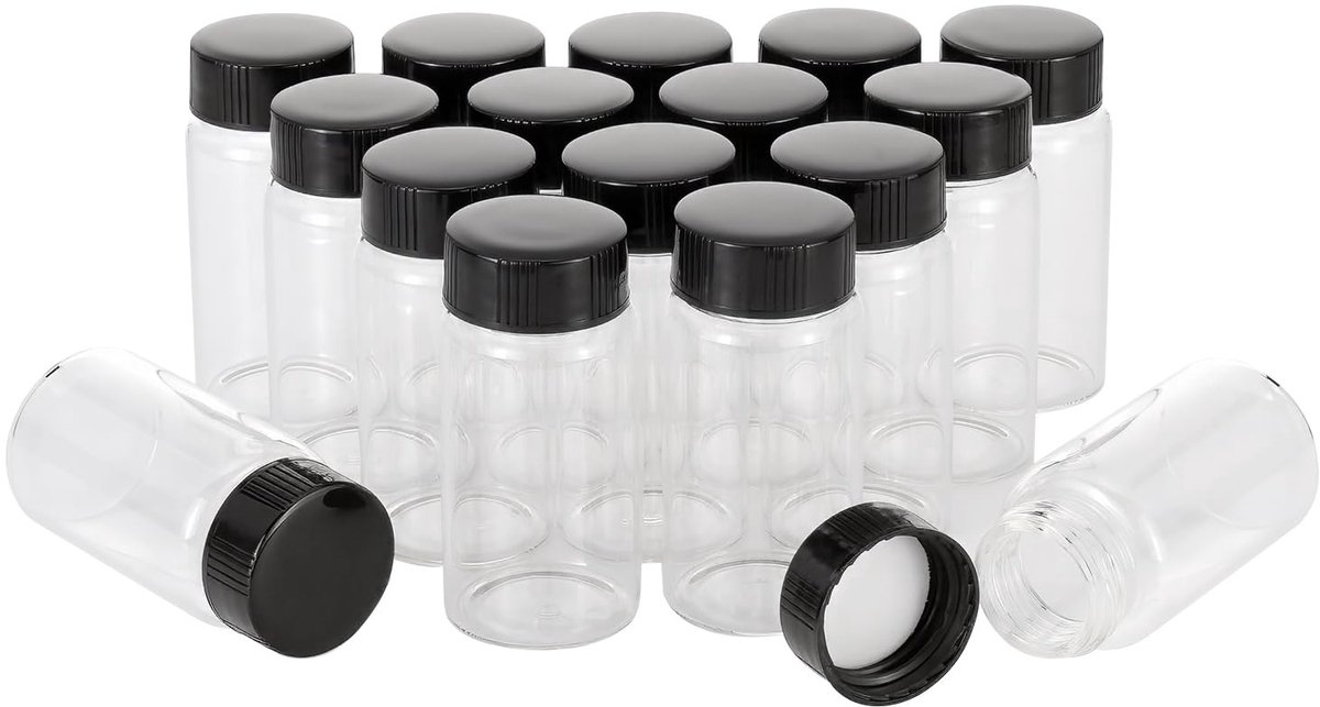 Omgoods - 16 Stuks 25ml Duidelijke Glazen Vials met Schroefdop - Testflessen voor Lab Gebruik