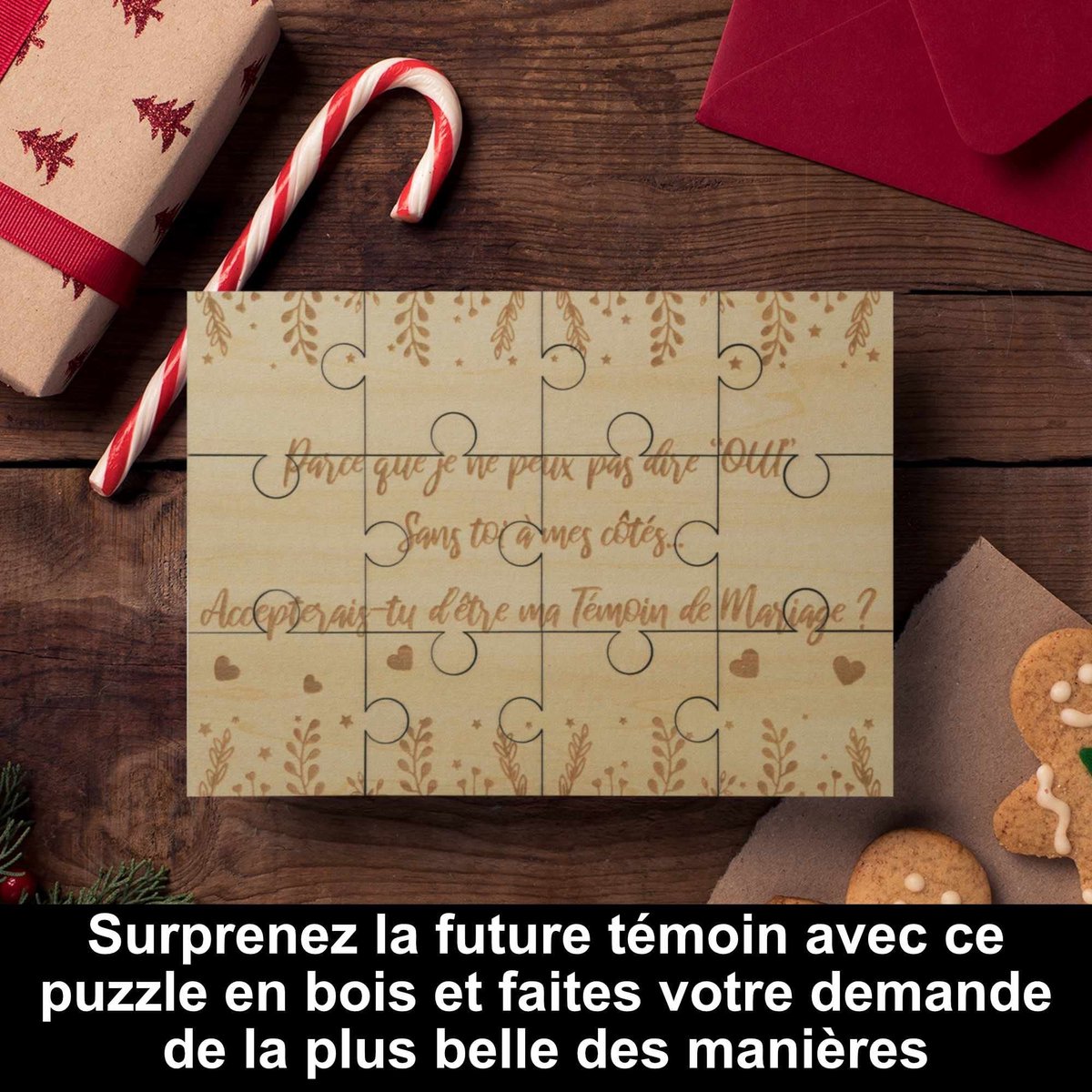 Omgoods - Houten Puzzel voor Trouwaanzoek - Origineel Persoonlijk Cadeau