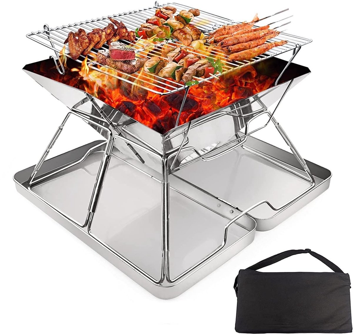 Omgoods - Draagbare Camping Houtskool Grill - Opvouwbare Grill Voor Buiten