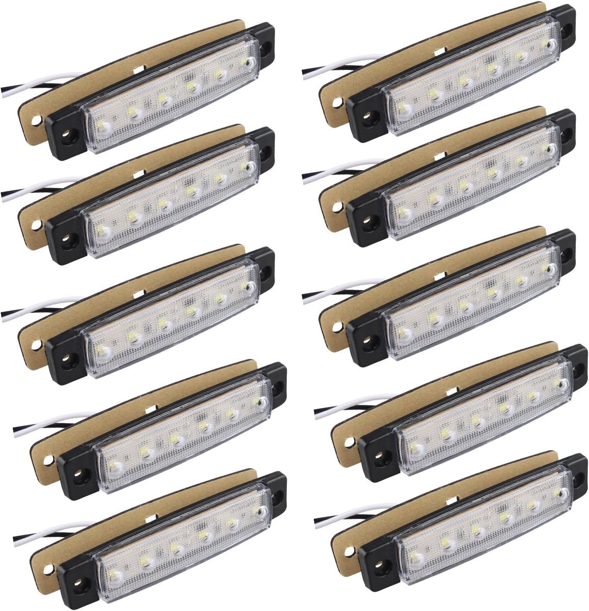 10 stks 12 V Zijmarker Lights 6SMD LED Lampen Voorzijde Achterzijde Licht Positie Indicatoren voor Trailer Truck Caravan Camper Van Lorry Bus Boot Tractor Motor Wit
