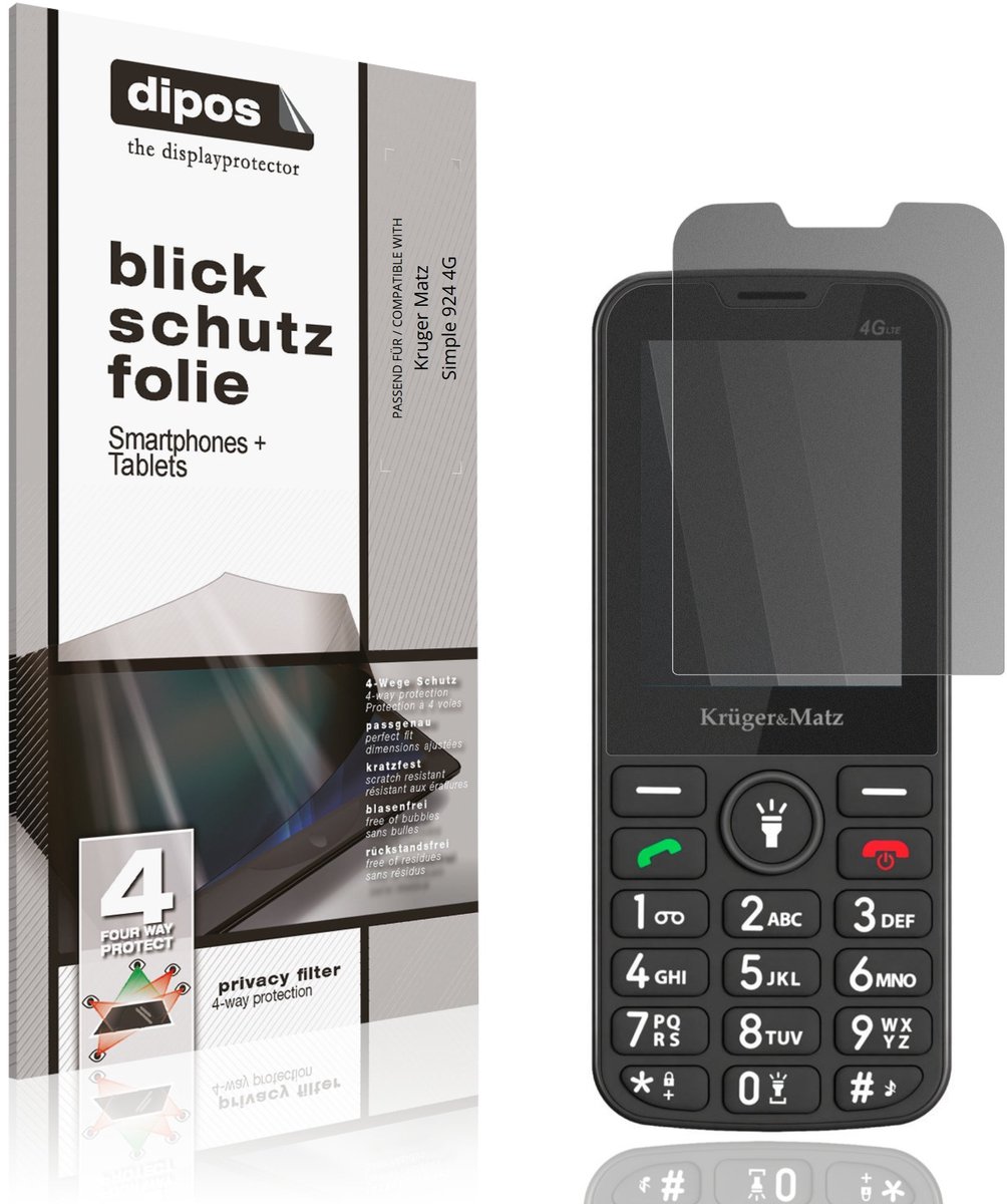 dipos – Matte Privacy Screenprotector geschikt voor Kruger Matz Simple 924 4G | Anti-Spy Beschermfolie