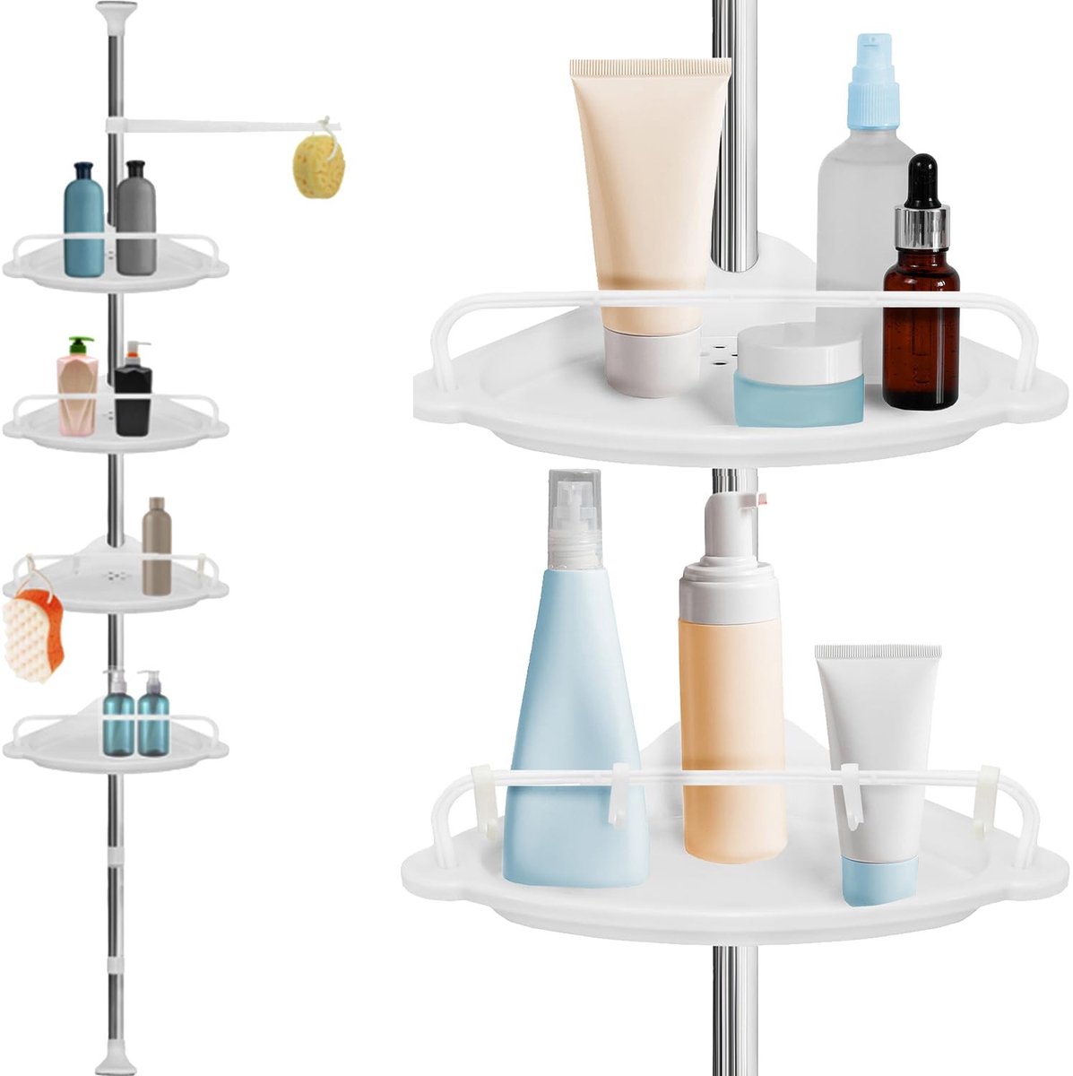 Omgoods - Telescopische Doucheshelf met 4 Planken - Wit