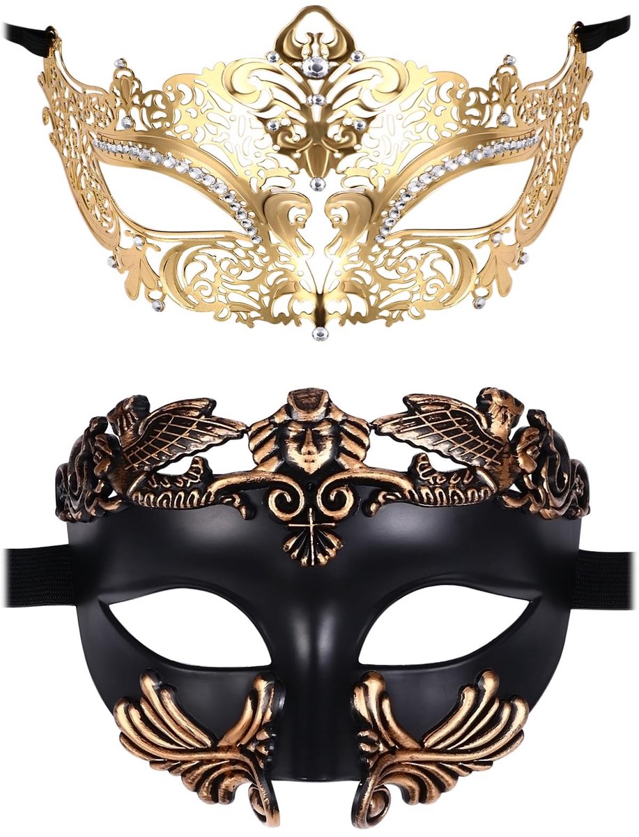 Omgoods - 2 Stuks Venitiaanse Masker voor Stellen met Sexy Kant