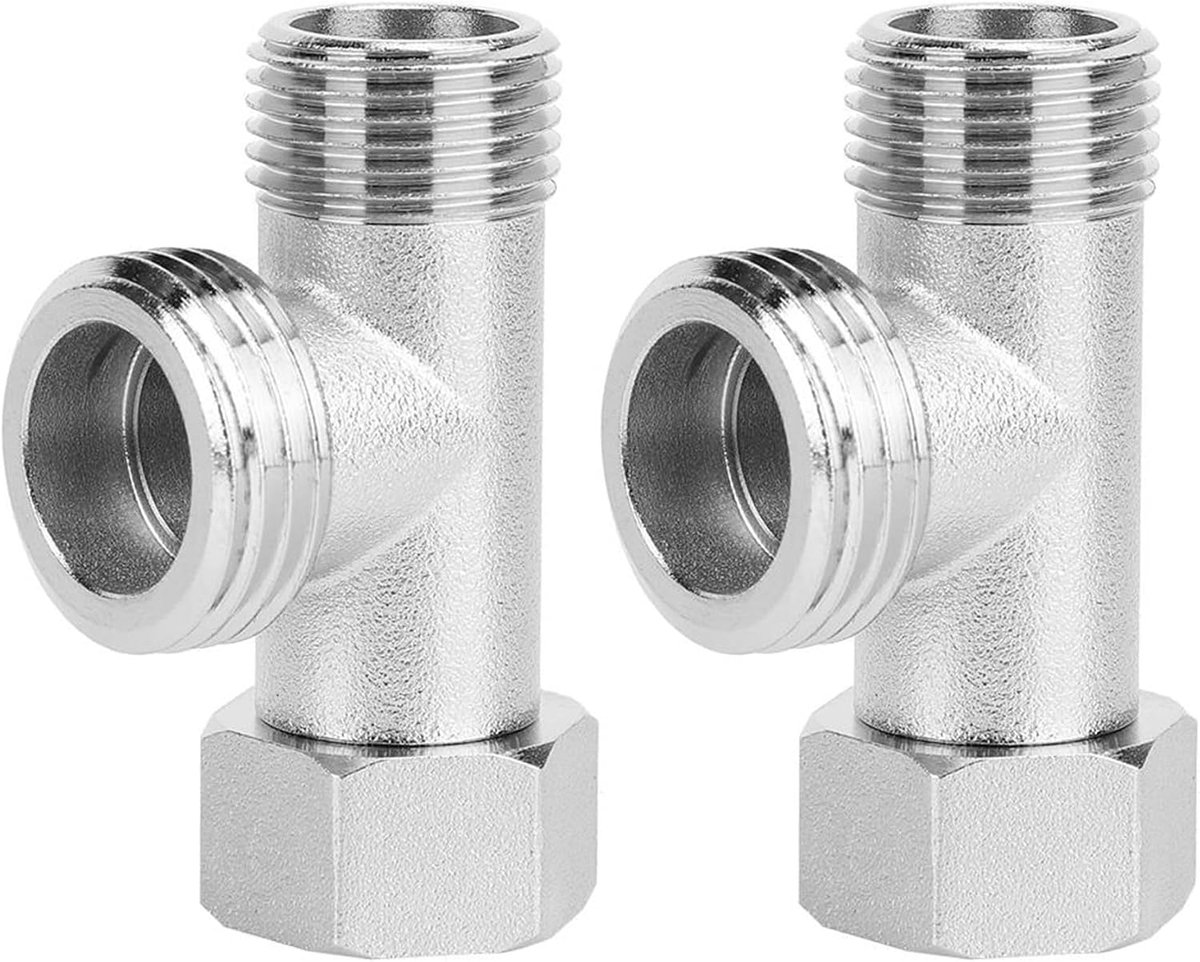 2 stuks 3-weg omschakelventiel, wateraansluiting verdeler omschakelventiel adapter spoelventiel zijdelingse 1/2 inch rechte tanden zijn 3/8 inch tanden, omstelventiel, douchesysteem, reserveonderdeel
