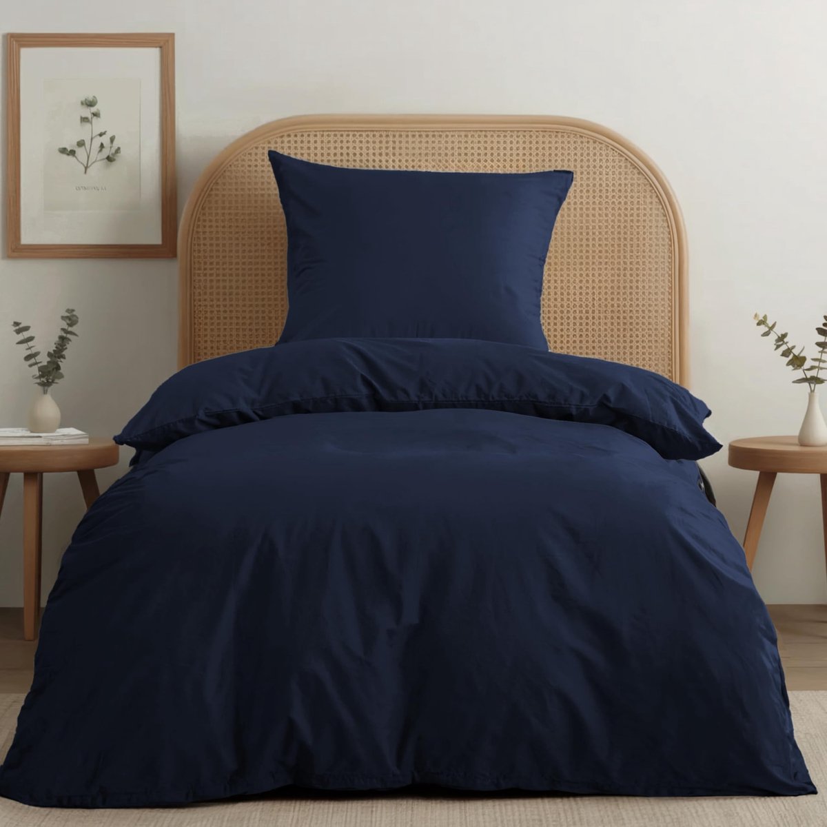 Omgoods - Katoenen Percale Bedset 135x200 cm in Donkerblauw