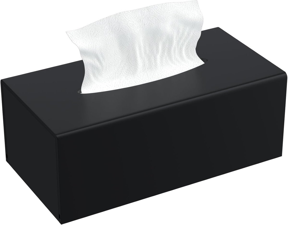 Acryl cosmeticadoekjesbox: 25 × 13 × 9 cm, matzwarte doekjesbox met magneetafdekking voor eetkamer, badkamer, slaapkamer, kantoor, salontafel, auto