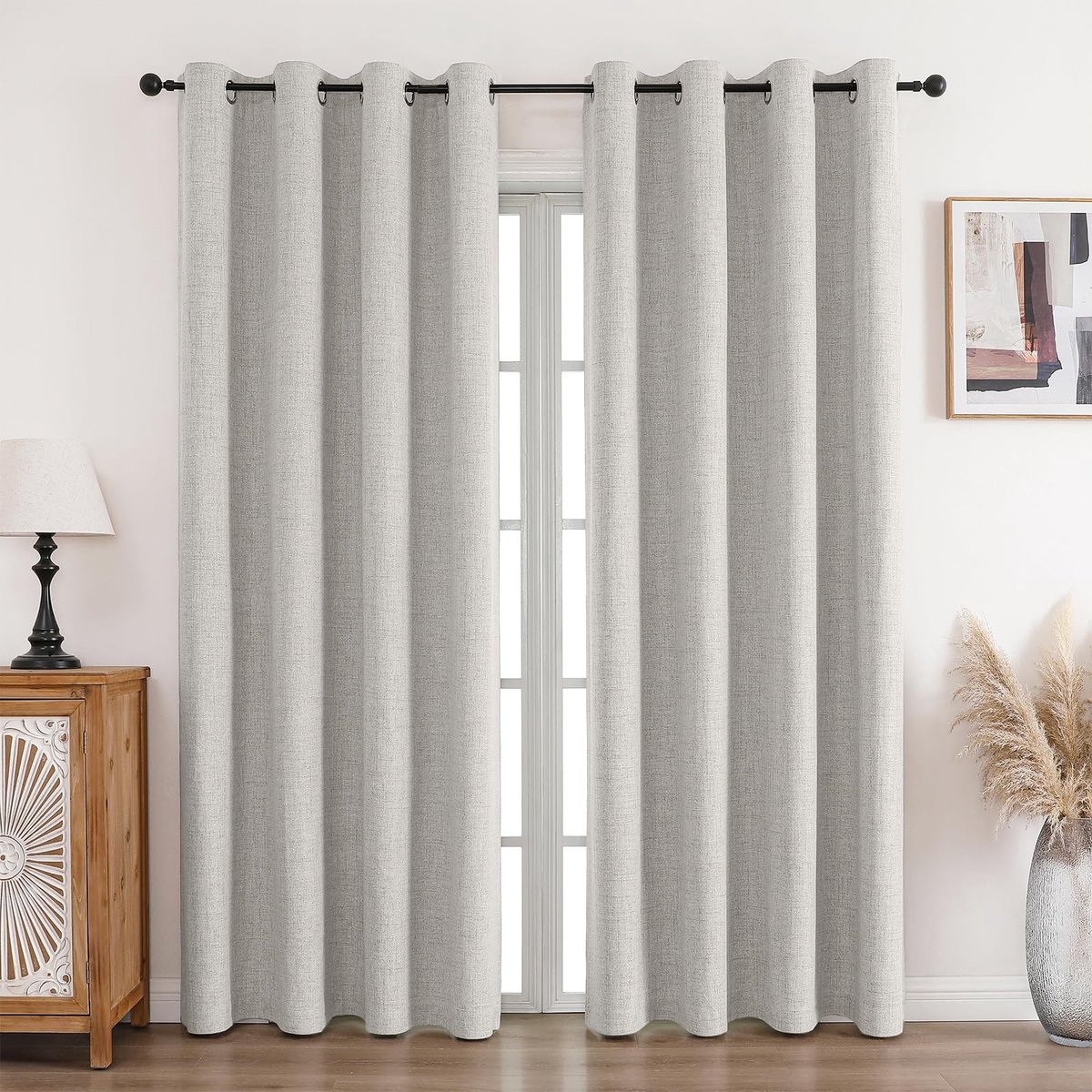 Omgoods - Set van 2 Opaque Witte Gordijnen met Oogjes - 213 x 132 cm voor Woonkamer
