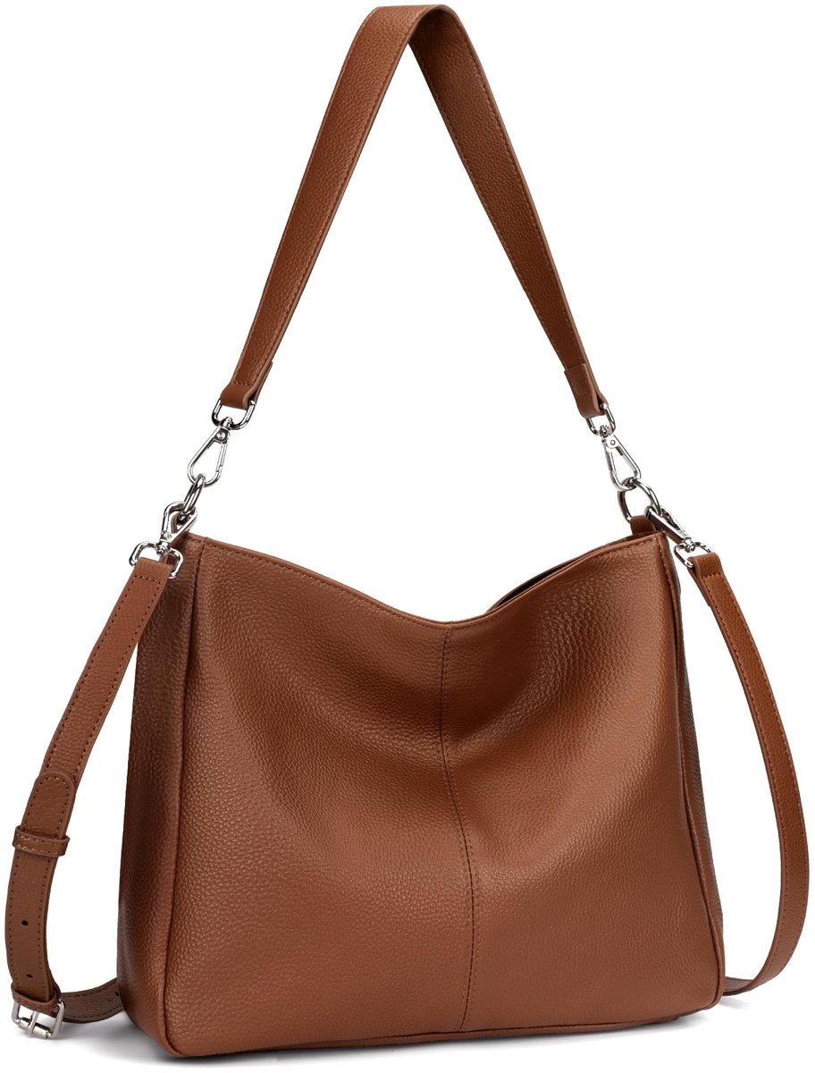 Omgoods - Echte Leren Hobo Handtassen voor Dames - Schoudertas met 2 Schouderriemen