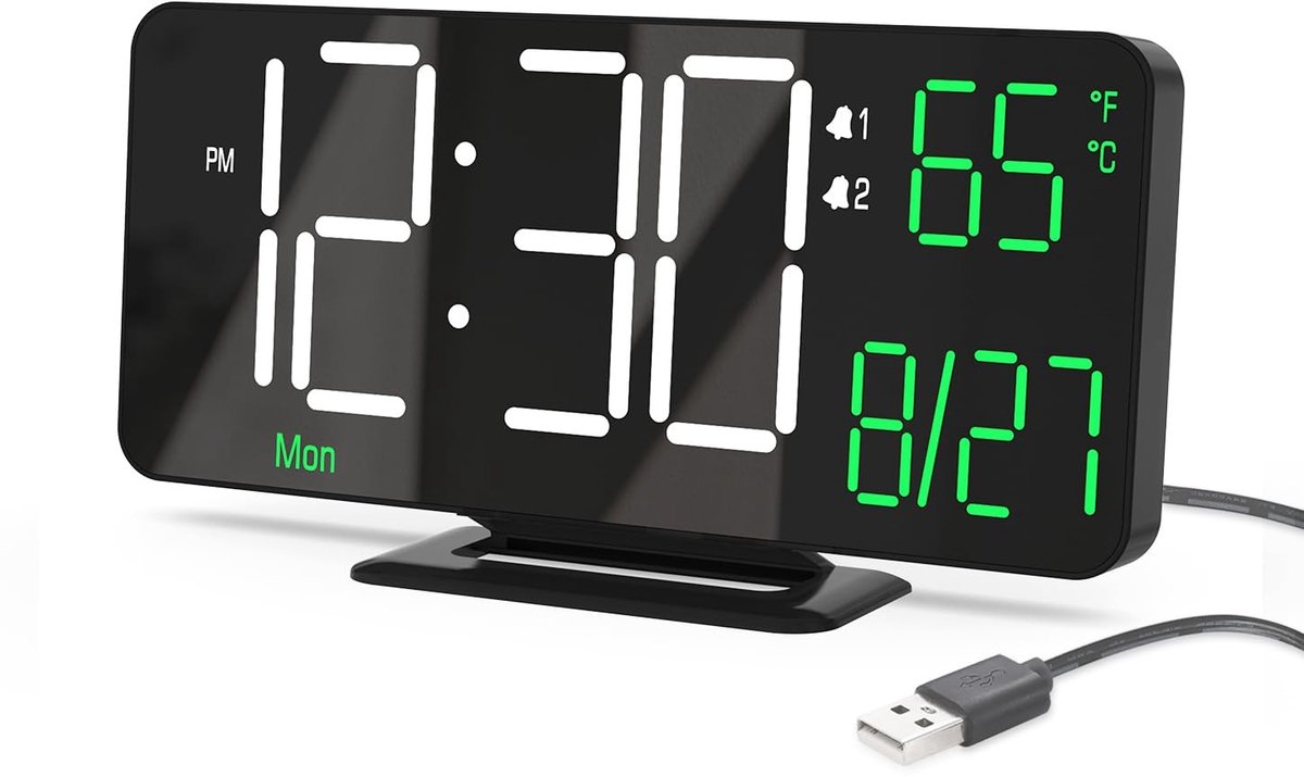 Omgoods - 6.7 Inch Digitale Klok met Automatische Dimming en Temperatuurweergave