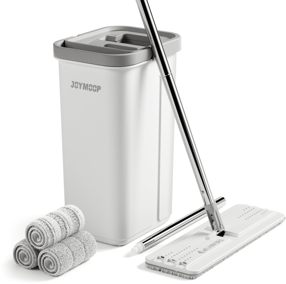 Omgoods - Dweil Mop Set met Emmer en Wringer - 3 Wasbare Microvezelpads