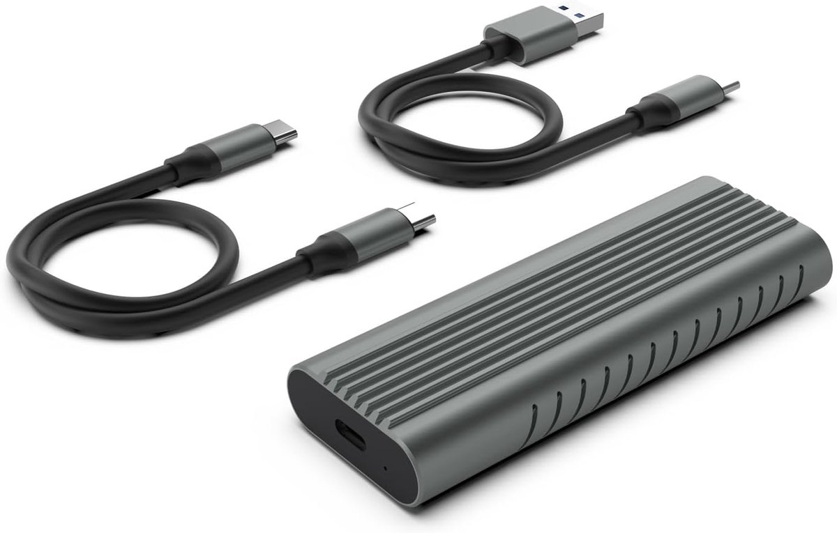 M.2 NVMe/PCIe SSD-behuizing USB C en USB A 3.2 Gen2 tot 10 Gbps UASP, externe harde schijfbehuizing voor 80 mm 2 TB M/M&B-sleutel, SSD 2230/2242/2260/2280, aluminium, zwart