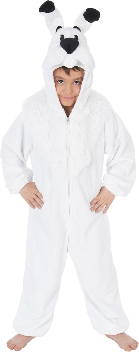 - Idefix-kostuum voor kinderen, hond, officiële Asterix en Obelix-onesie met capuchon voor carnaval en Comic Con | Officiële Asterix-outfit, hondenkostuum met capuchon voor carnaval en Comic Con, overall met rits