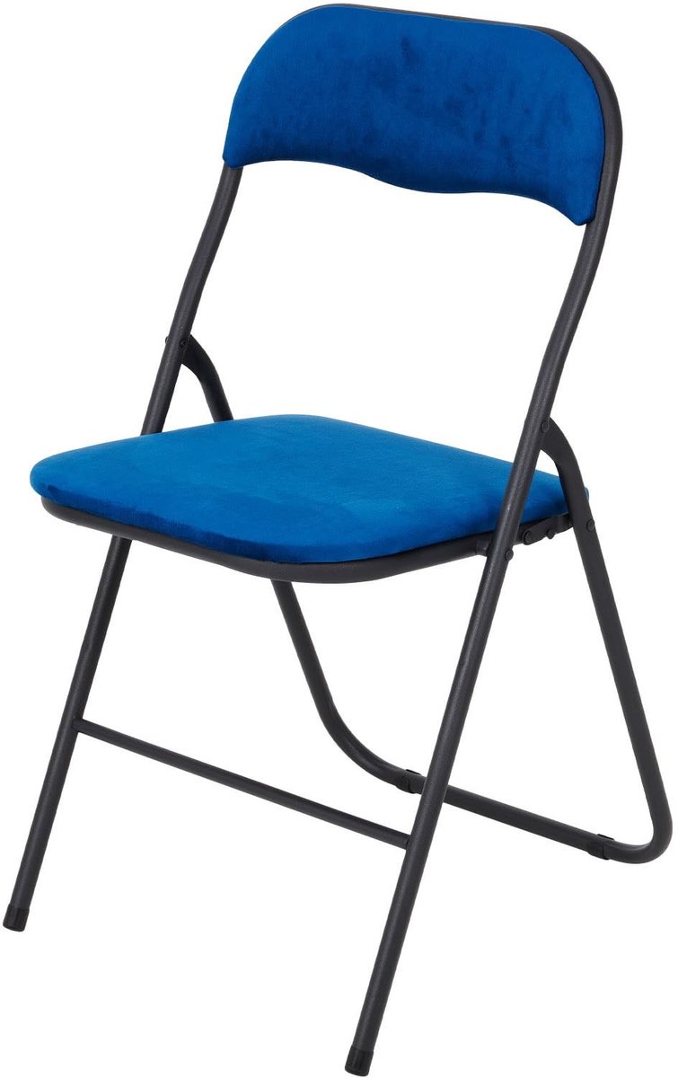 Omgoods - Vouwstoel - Luxe Velours Eetkamerstoel - 43 x 47 x 80 CM - Blauw