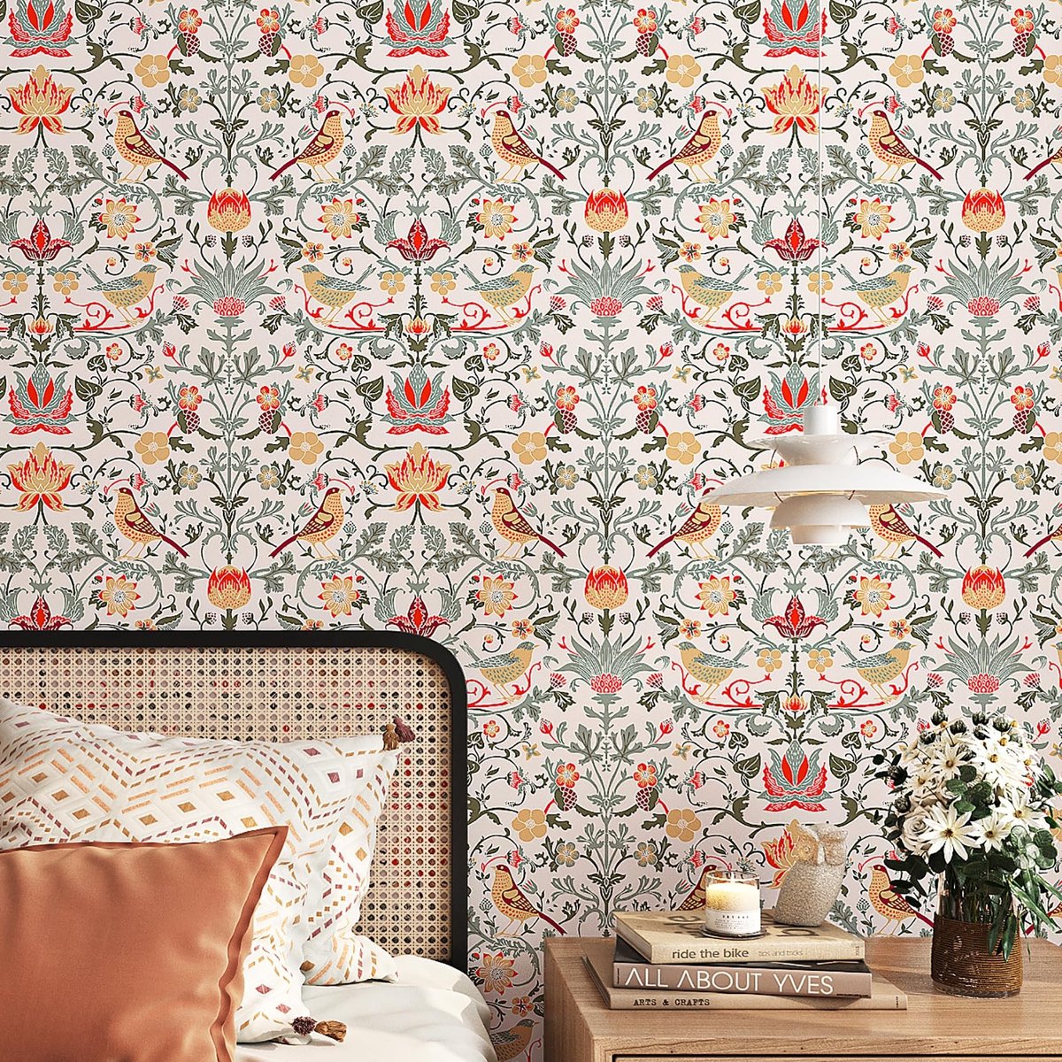 Omgoods - Zelfklevend Behang Bloemen Vintage Beige 44.5CMx12M