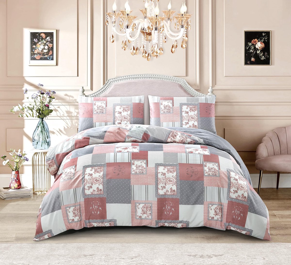 Omgoods - 4-delige Duvet Cover Set van Polyester Katoen met Kussenslopen