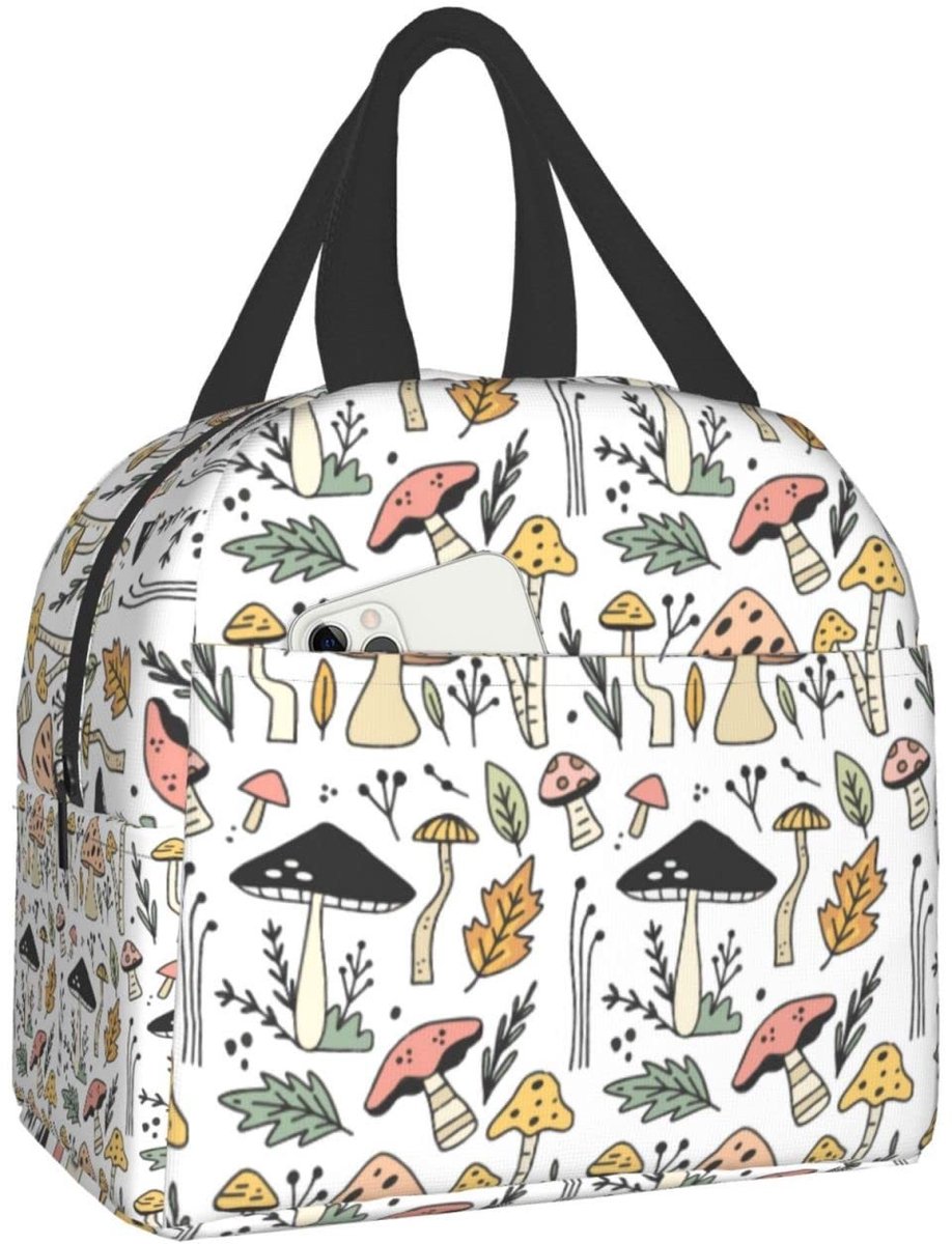 Omgoods - Isolerende Lunch Bag - Herbruikbare Koeltas voor Werk en Picknick met Schattige Paddenstoelprint