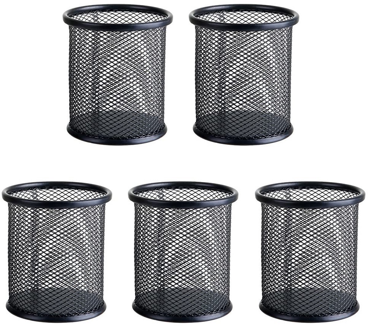 Omgoods - 5 Stuks Ronde Pennenhouders van Metaal - Stabiele Organiser voor Kantoor en School