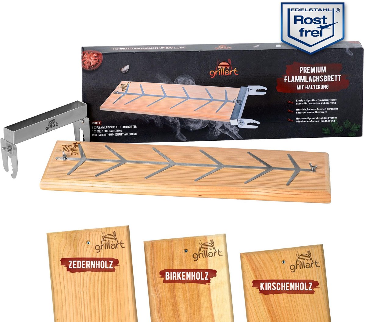 Omgoods - Premium Zalmplank met Houder - Ideaal voor Grill en Vuurkorf