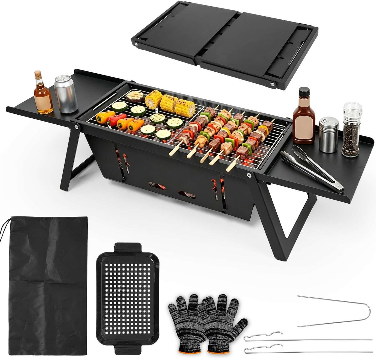 Omgoods - Vouwbare Barbecue voor Camping - Draagbare Houtskoolgrill