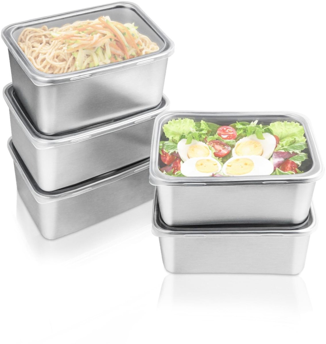 Omgoods - 5-delige Voedselcontainers met Deksel - Stapelbare Snackcontainers voor Kantoor en School