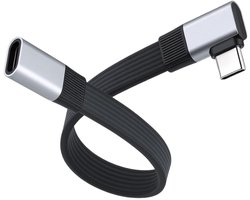 aceyoon USB C-verlengkabel, kort, 0,2 m, 240 W PD snellaadkabel, USB 4.0, 80 Gbps, 8K @ 60 Hz, videooverdracht, 90° hoek, type C-bus naar stekker, kabel voor Thunderbolt 4, laptop, smartphone