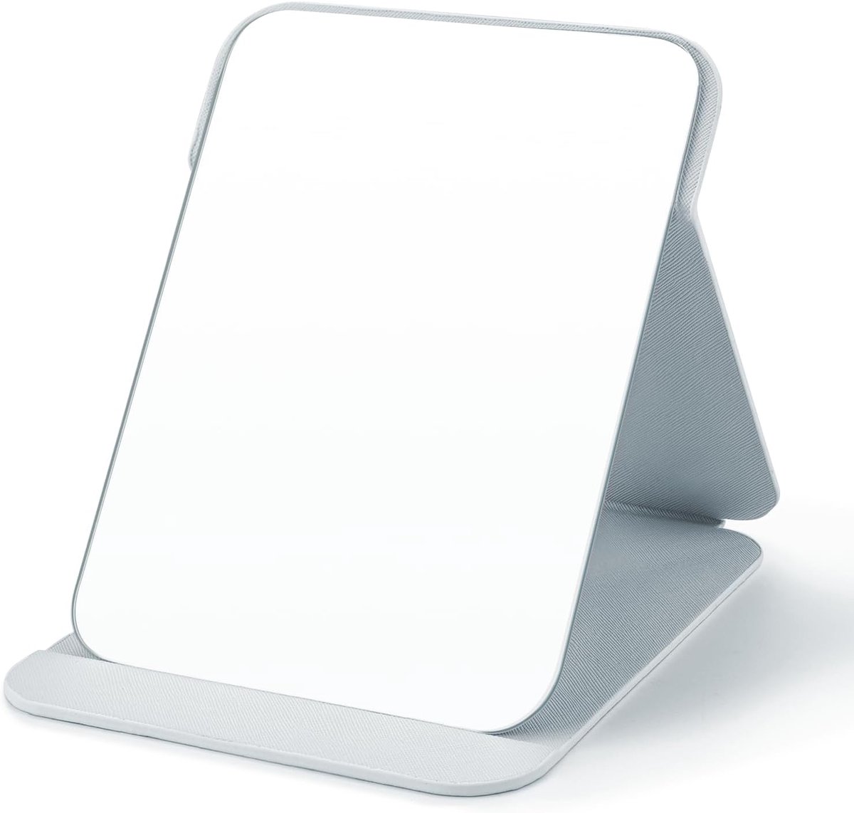 Klapspiegel Draagbare, Tafelspiegel Multi Stand Hoek, Reisspiegel, Super HD Make-up Spiegel, Opvouwbare spiegel met PU-lederen Hoes, Inklapbare Spiegel - 21x15cm(Wit)
