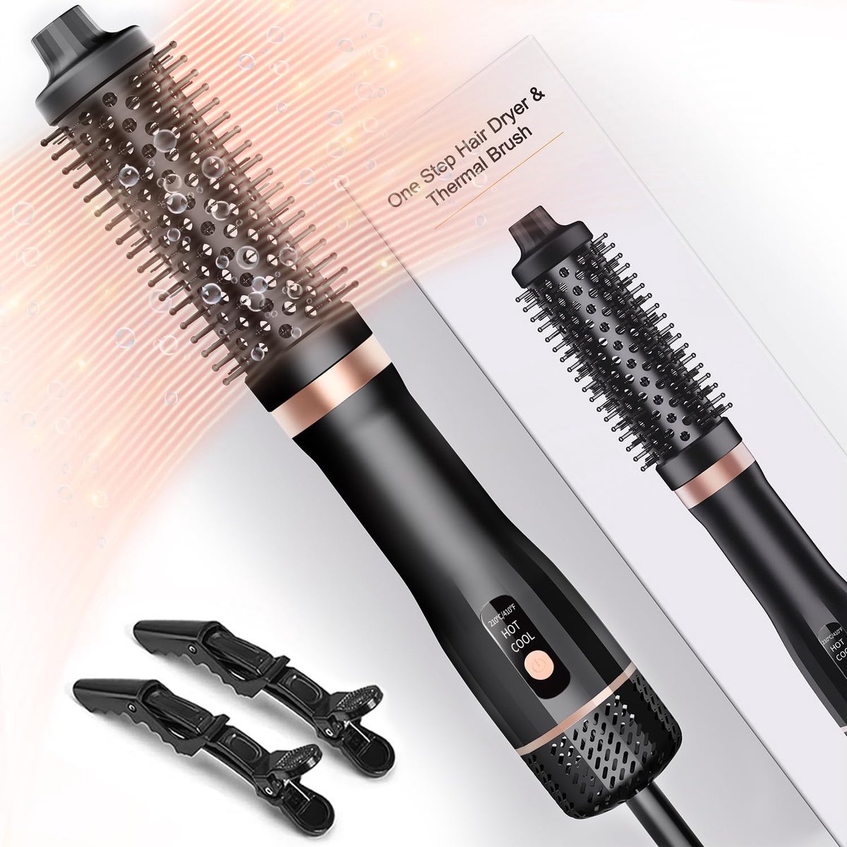 Salon One-Step haarborstel, 160000 RPM Hoge Snelheid Thermische Borstel Blowout Hete Borstel, Hete Lucht Borstel Negatieve Ionen voor Minder Schade & Frizz voor Drogen, Styling, Salon