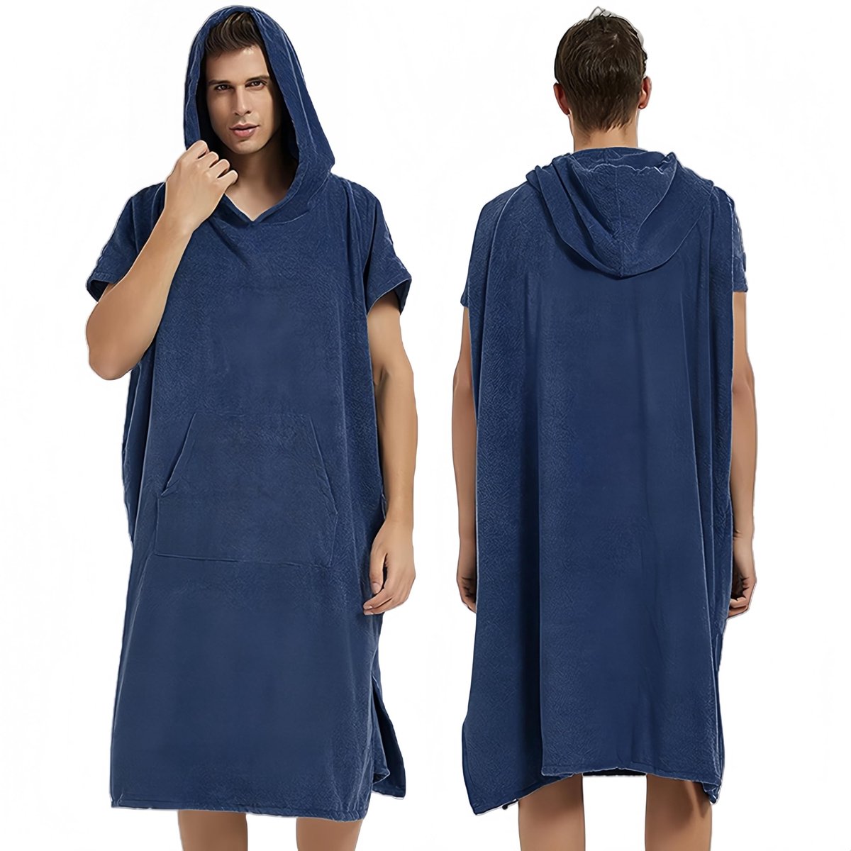 Omgoods - Unisex Hooded Microfiber Badcape 80 x 110 cm in Marineblauw