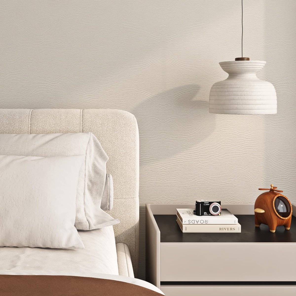Omgoods - Beige Getextureerd Zelfklevend Behang 40CM x 10M