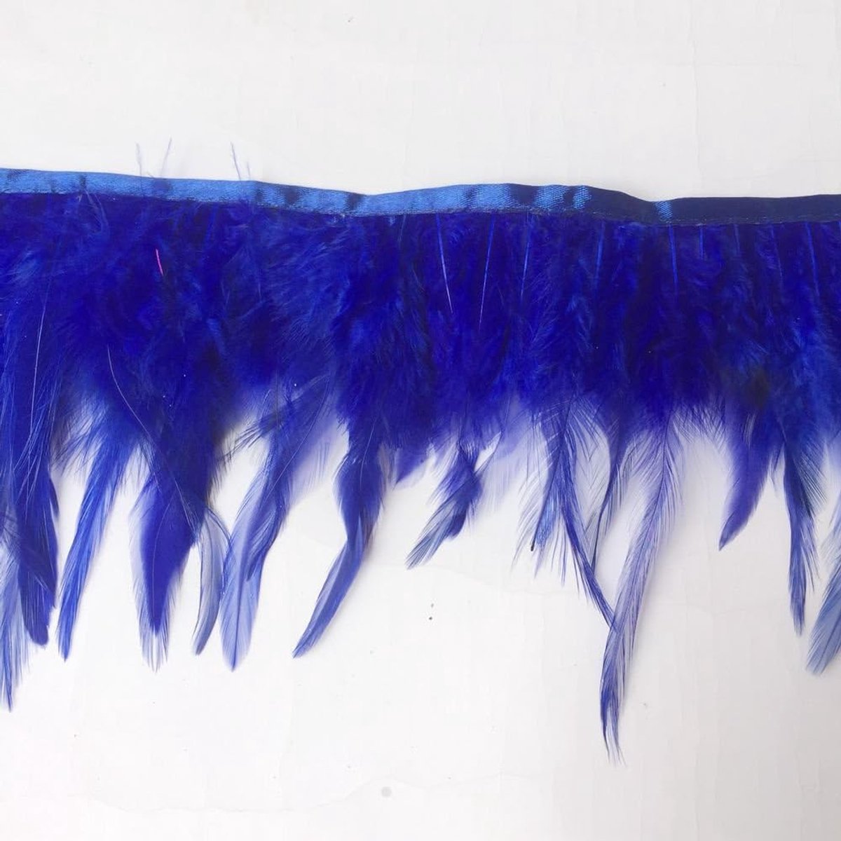 2 Yards Natuurlijke Haan Hackle Feather Trim Fringe 4-6 inch in breedte jurk DIY decoratie (koningsblauw)