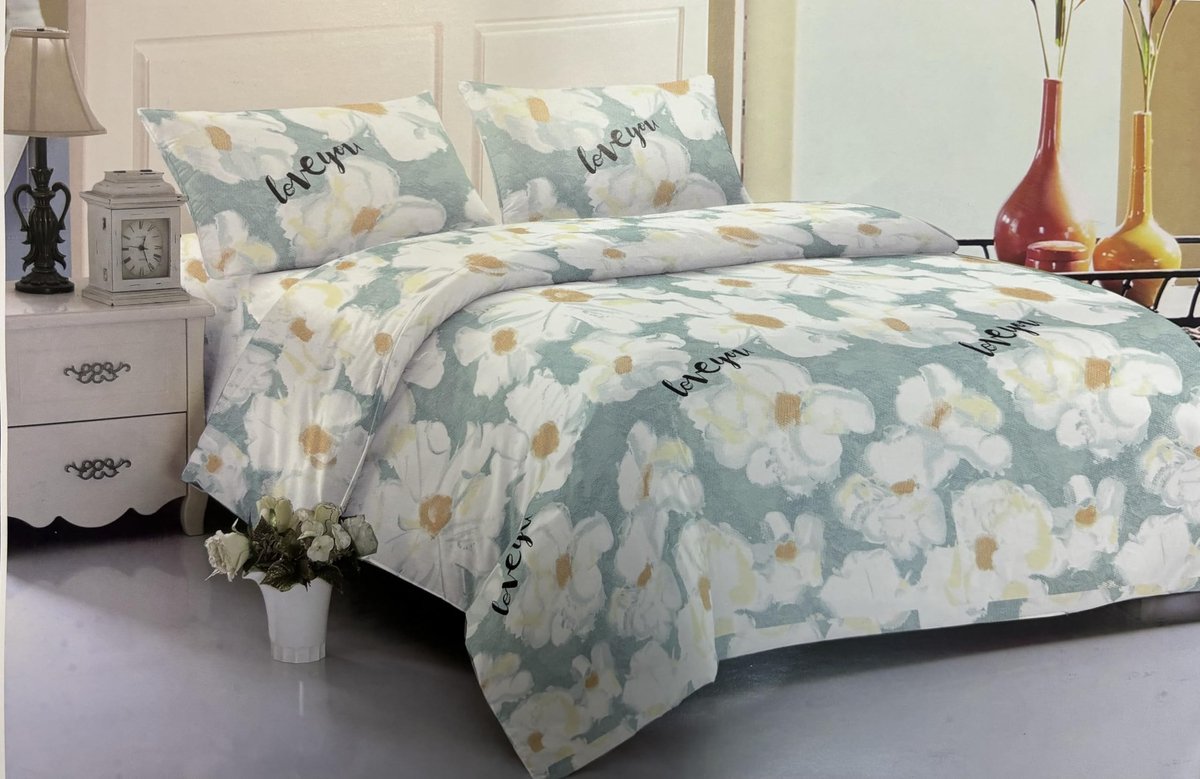 Omgoods - 4-delige Beddengoedset - Inclusief Hoeslaken, Kussenslopen en Dekbedovertrek