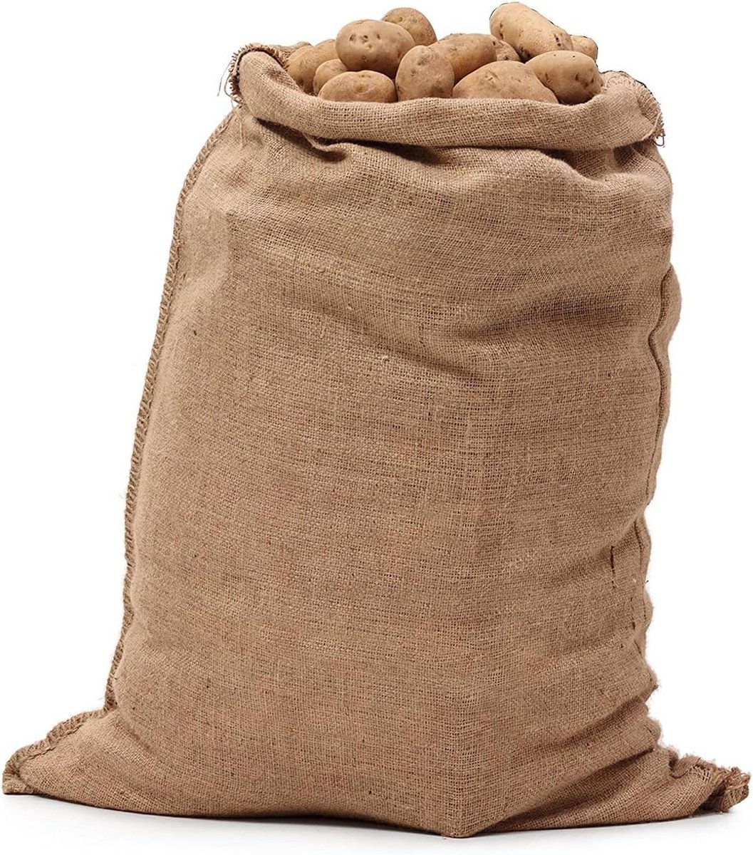 Jute Zakken - Opbergzakken Aardappelen - Opslag Groenten - Ademende Natuurlijke Vezels - 50 x 70 cm - Natuurlijk
