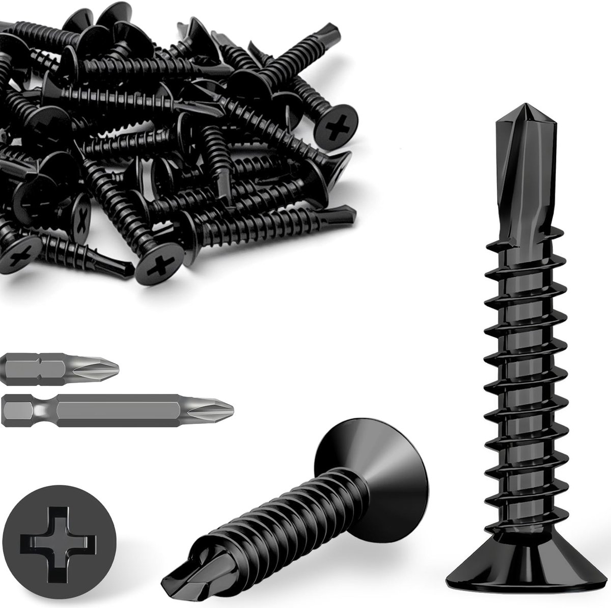 Omgoods - 60pcs Zwarte Zelftappende Schr. 4.8x45mm met Phillips Kop