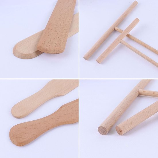Pannenkoeken-accessoires voor pannenkoeken, multifunctioneel, 4 stuks, pannenkoeken, spatel voor pannenkoeken van hout, pannenkoekendispenser in T-vorm, voor pannenkoeken, galetten en pannenkoeken — afbeelding 2