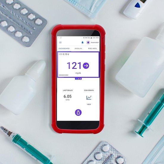 Siliconen hoes voor Omnipod 5 PDM-hoesje - valbestendig Omnipod 5-hoesje, schokbestendig, antislip (rood) — afbeelding 5