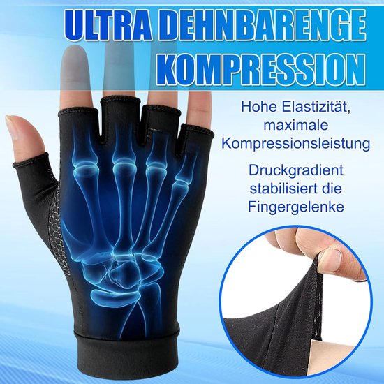 Compressiehandschoenen voor vrouwen en mannen, artrose handschoenen tegen pijn, zwelling, carpaal tunnelsyndroom, stijlvolle compressie bij oedeem en peesontstekingen (M) — afbeelding 3