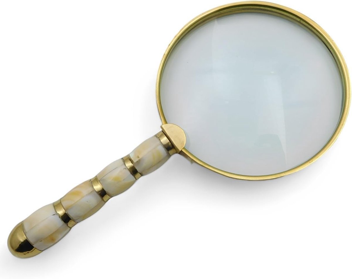 Omgoods - Luxe Vergrootglas van Messing en Moeder van Parel - 10x Handloep voor Nauwkeurig Lezen