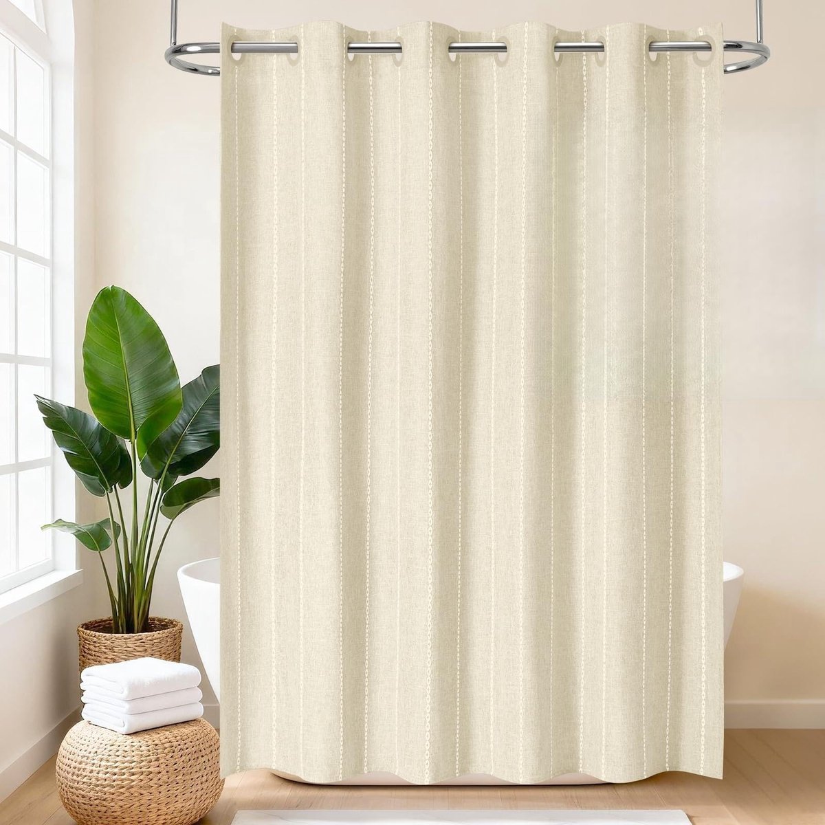 Omgoods - Boho Douchegordijn zonder Haken 182 x 190 cm