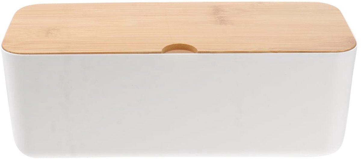 Omgoods- Kabelmanagementbox met Houten Deksel - Organiser - Snoerenbox - Powerstrip Beugel - Antislip - Voor Thuiskantoor - Kabelopberger