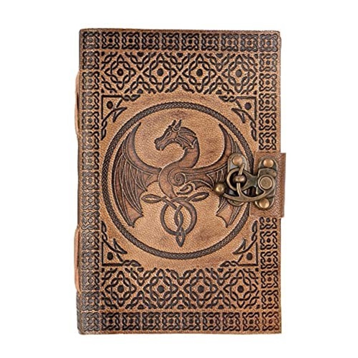 Omgoods - DreamKeeper Lederen Dagboek met Sluiting - Vintage Celtic Journal