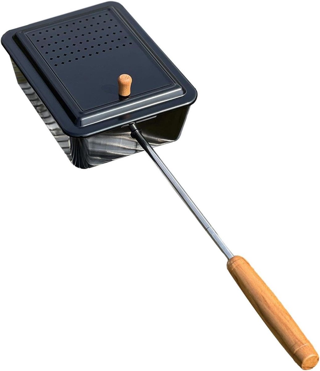 Popcorn Pan - Popcorn Machine - Buiten Koken - Antiaanbaklaag - Lange Handgreep - Zwart