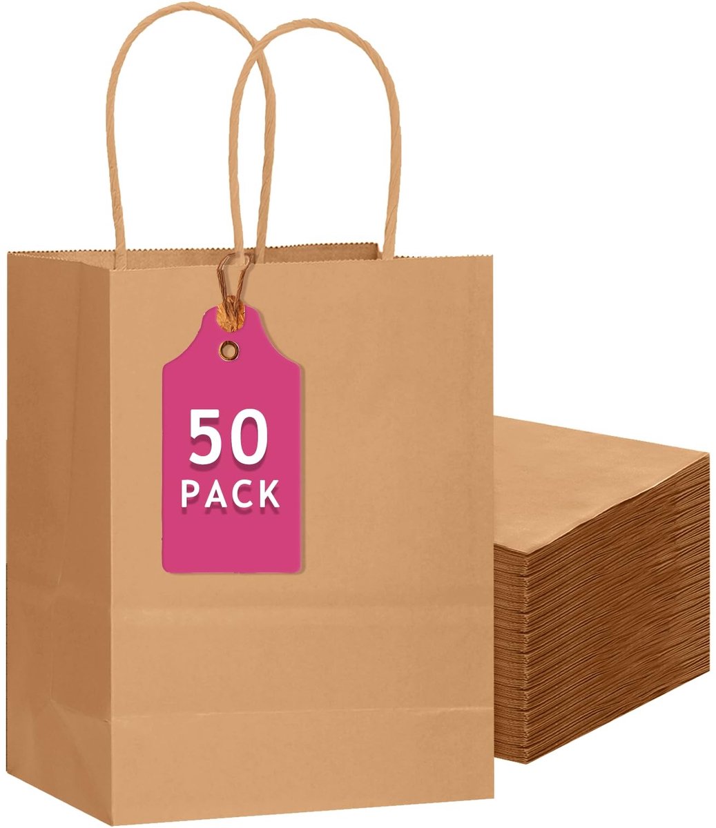 Omgoods - Gcardist 50 Stuks Bruine Papieren Tassen met Handvatten - 33x26x11.7 cm
